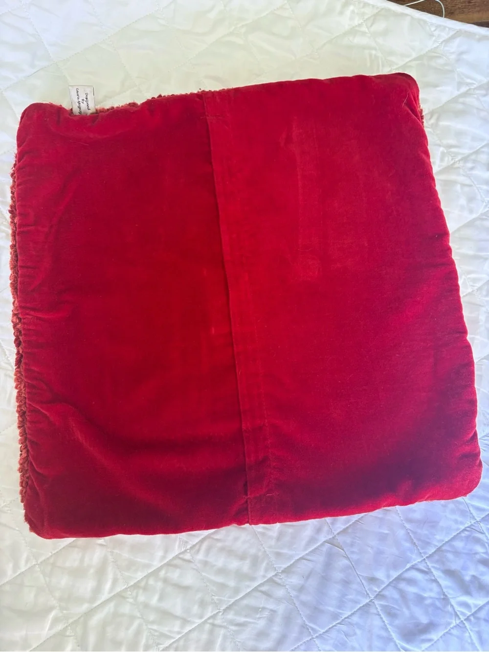 Chandler 4 Corners Two Labs “SIT” hand hooked wool design  red velveteen back!
